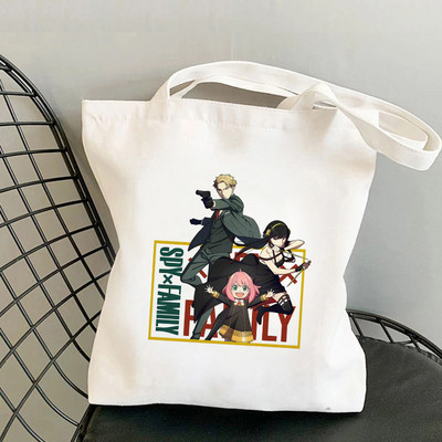 Japāņu anime SPYFAMILY iepirkumu soma Grafiskais tote Harajuku Spy x Family Canvas Anya Smug SpyFamily plecu soma sieviete Ulzzang
