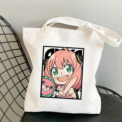 Japāņu anime SPYFAMILY iepirkumu soma Grafiskais tote Harajuku Spy x Family Canvas Anya Smug SpyFamily plecu soma sieviete Ulzzang