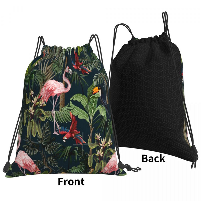 Džiunglių raštas su Tukanu Flamingo raišteliu Krepšiai Kuprinės Mokyklinės styginės Krepšiai Kuprinė Moteriška Virvelinė kuprinė