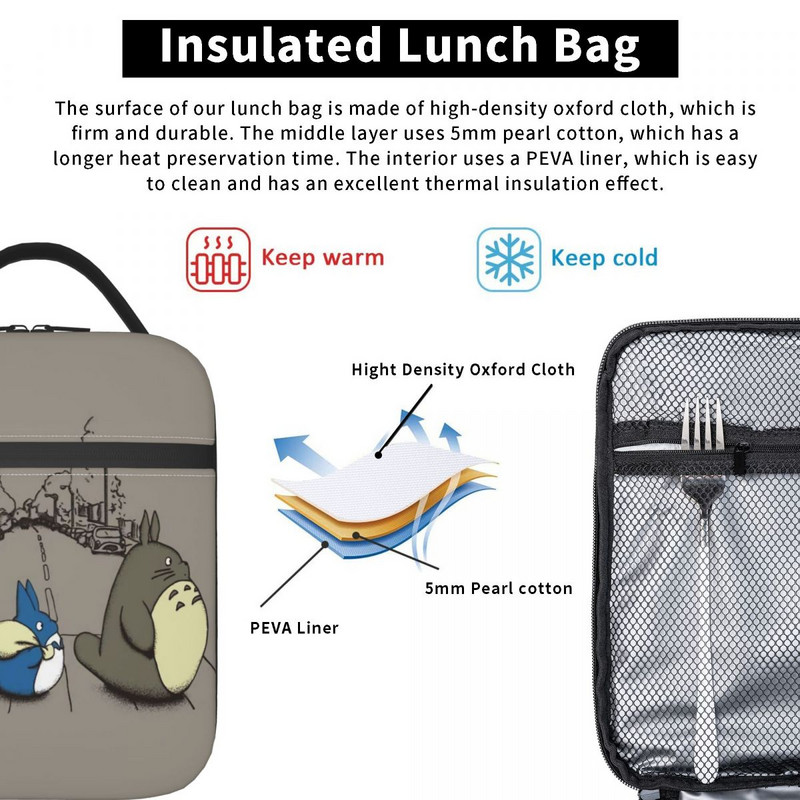 Studio Ghibli Anime Mans kaimiņš Totoro izolēta pusdienu soma atkārtoti lietojama Hayao Miyazaki vēsāka termiskā pusdienu kase, piknika ceļojumi