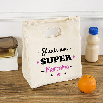 Francuski tiskani uzorci Hladnjaci Vrećice za ručak Prijenosne izolirane platnene Bento torbe Termalna torbica za piknik Torbica za pohranu hrane Darovi kume