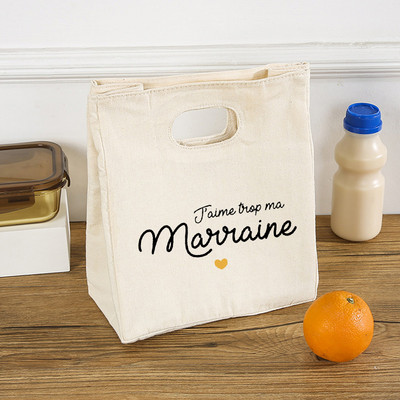 Francuski tiskani uzorci Hladnjaci Vrećice za ručak Prijenosne izolirane platnene Bento torbe Termalna torbica za piknik Torbica za pohranu hrane Darovi kume