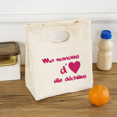 Francuski tiskani uzorci Hladnjaci Vrećice za ručak Prijenosne izolirane platnene Bento torbe Termalna torbica za piknik Torbica za pohranu hrane Darovi kume