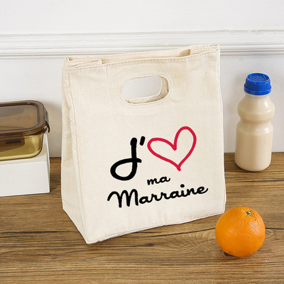 Francuski tiskani uzorci Hladnjaci Vrećice za ručak Prijenosne izolirane platnene Bento torbe Termalna torbica za piknik Torbica za pohranu hrane Darovi kume