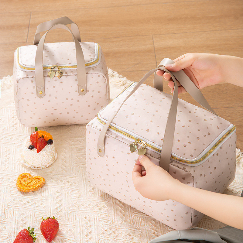 Ebédtáska fogantyú szigetelő hűtőtáska női gyerek ebéddoboz piknik utazás Hordozható élelmiszer tároló Reggeli termikus élelmiszer táska