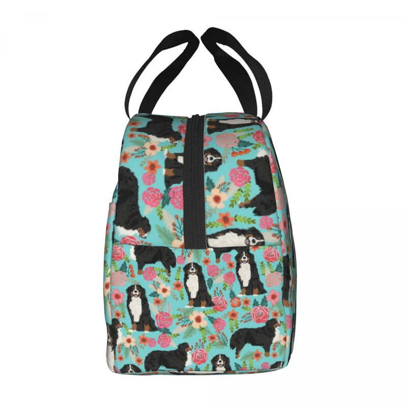 Jauki Bernes ganu suns ar ziediem, pārnēsājama pusdienu kaste sievietēm, necaurlaidīga dzīvnieku termiskā dzesētāja, pārtikas izolēta pusdienu soma