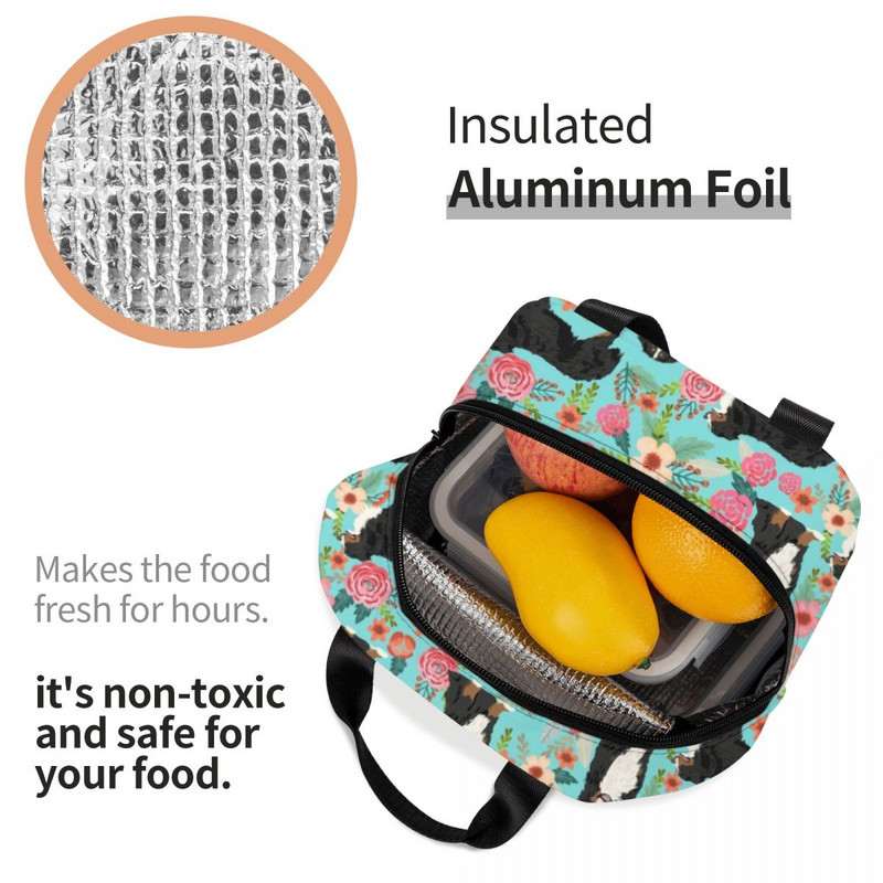 Jauki Bernes ganu suns ar ziediem, pārnēsājama pusdienu kaste sievietēm, necaurlaidīga dzīvnieku termiskā dzesētāja, pārtikas izolēta pusdienu soma