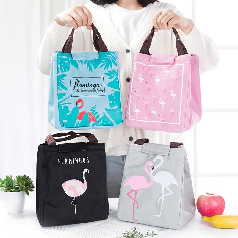 Flamingo Tote termiskā soma melna ūdensizturīga Oksfordas pludmales pusdienu soma Ēdienu pikniks Bolsa Termica sieviešu kazlēnu vīriešu aukstuma soma Jauna