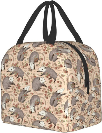 Opossum and Roses Lunch Tote Bag για γυναίκες Μοντέρνα δώρα Πτυσσόμενη Απλή Μοντέρνα Τσάντα DIY Μεγάλη