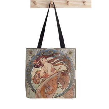 2021 Shopper Alphonse Mucha Printed Tote Women Γυναικεία τσάντα Harajuku shopper Αστεία τσάντα κορίτσι Shoulder shopping Τσάντα Lady Canvas