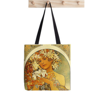 2021 Shopper Alphonse Mucha Printed Tote Women Γυναικεία τσάντα Harajuku shopper Αστεία τσάντα κορίτσι Shoulder shopping Τσάντα Lady Canvas