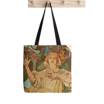 2021 Shopper Alphonse Mucha Printed Tote Women Γυναικεία τσάντα Harajuku shopper Αστεία τσάντα κορίτσι Shoulder shopping Τσάντα Lady Canvas