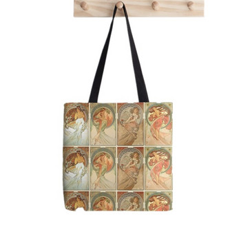 2021 Shopper Alphonse Mucha Printed Tote Women Γυναικεία τσάντα Harajuku shopper Αστεία τσάντα κορίτσι Shoulder shopping Τσάντα Lady Canvas