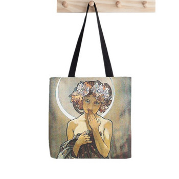 2021 Shopper Alphonse Mucha Printed Tote Women Γυναικεία τσάντα Harajuku shopper Αστεία τσάντα κορίτσι Shoulder shopping Τσάντα Lady Canvas