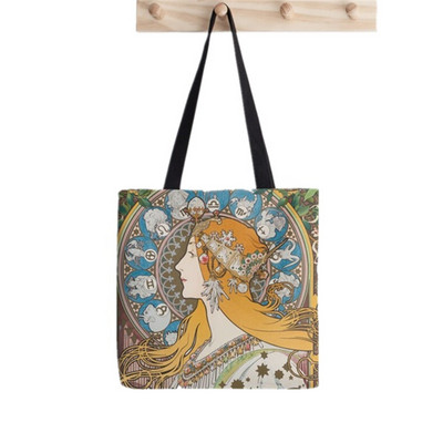 2021. Shopper Alphonse Mucha Printed Tote Bag žene Harajuku shopper Funny handbag girl Kupnja na rame Lady Canvas Bag