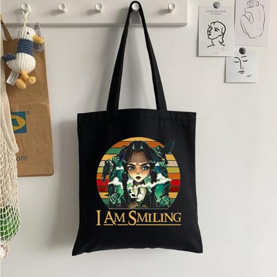 Wednesday Addams cumpărături geantă geantă de mână tote bolso bumbac bolsas de tela shopper bag pliabile din iuta burse ecologice sacolas