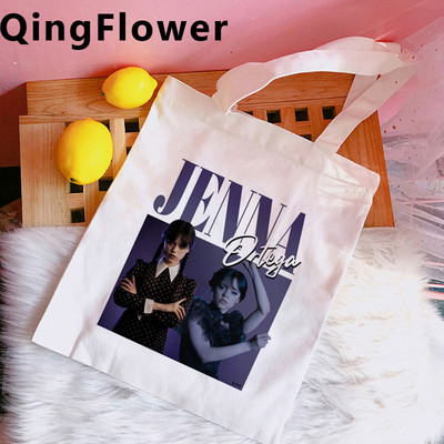 Wednesday Addams cumpărături geantă geantă de mână tote bolso bumbac bolsas de tela shopper bag pliabile din iuta burse ecologice sacolas