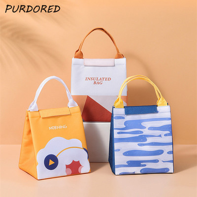 PURDORED 1 kom. Nova torba za ručak za žene Cooler Bento Box Bag Torba za piknik putovanja Termalni organizator Izolirana vodootporna torbica za ručak