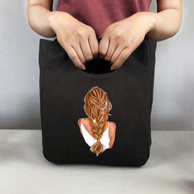 Pusdienu soma Modes meitenes apdruka Kanvas pusdienu kastīte piknika tote maza rokassomu maisiņš vakariņu konteiners pārtikas uzglabāšanas somas biroja dāmai