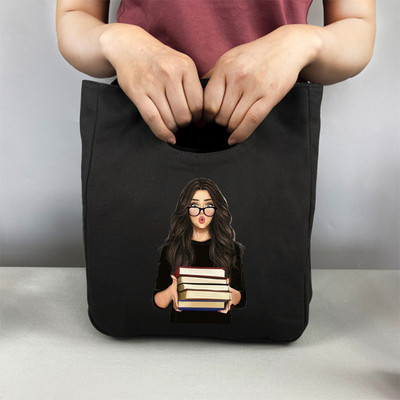 Pusdienu soma Modes meitenes apdruka Kanvas pusdienu kastīte piknika tote maza rokassomu maisiņš vakariņu konteiners pārtikas uzglabāšanas somas biroja dāmai