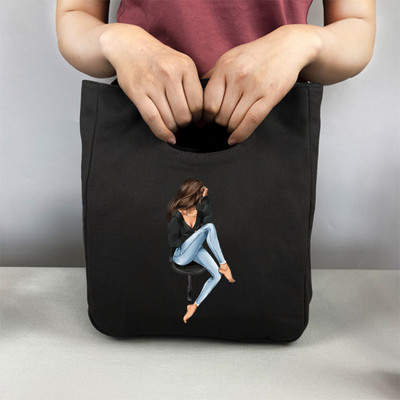 Pusdienu soma Modes meitenes apdruka Kanvas pusdienu kastīte piknika tote maza rokassomu maisiņš vakariņu konteiners pārtikas uzglabāšanas somas biroja dāmai