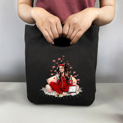 Pusdienu soma Modes meitenes apdruka Kanvas pusdienu kastīte piknika tote maza rokassomu maisiņš vakariņu konteiners pārtikas uzglabāšanas somas biroja dāmai