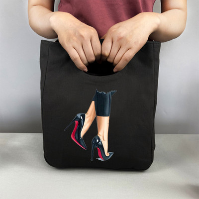 Pusdienu soma Modes meitenes apdruka Kanvas pusdienu kastīte piknika tote maza rokassomu maisiņš vakariņu konteiners pārtikas uzglabāšanas somas biroja dāmai