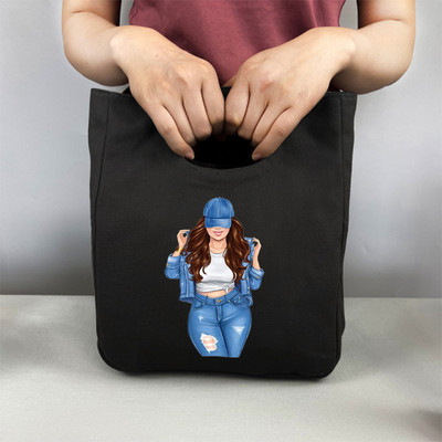 Pusdienu soma Modes meitenes apdruka Kanvas pusdienu kastīte piknika tote maza rokassomu maisiņš vakariņu konteiners pārtikas uzglabāšanas somas biroja dāmai