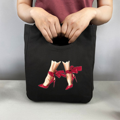 Pusdienu soma Modes meitenes apdruka Kanvas pusdienu kastīte piknika tote maza rokassomu maisiņš vakariņu konteiners pārtikas uzglabāšanas somas biroja dāmai