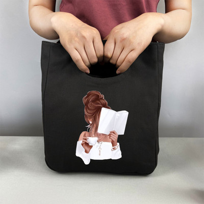 Pusdienu soma Modes meitenes apdruka Kanvas pusdienu kastīte piknika tote maza rokassomu maisiņš vakariņu konteiners pārtikas uzglabāšanas somas biroja dāmai