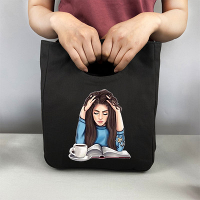 Pusdienu soma Modes meitenes apdruka Kanvas pusdienu kastīte piknika tote maza rokassomu maisiņš vakariņu konteiners pārtikas uzglabāšanas somas biroja dāmai