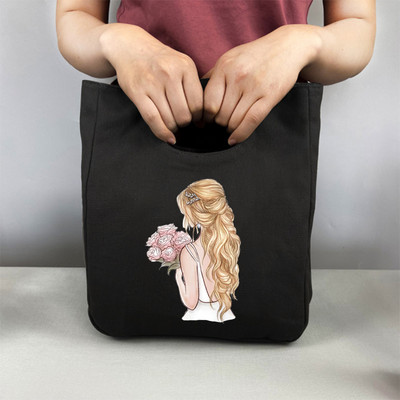 Pusdienu soma Modes meitenes apdruka Kanvas pusdienu kastīte piknika tote maza rokassomu maisiņš vakariņu konteiners pārtikas uzglabāšanas somas biroja dāmai