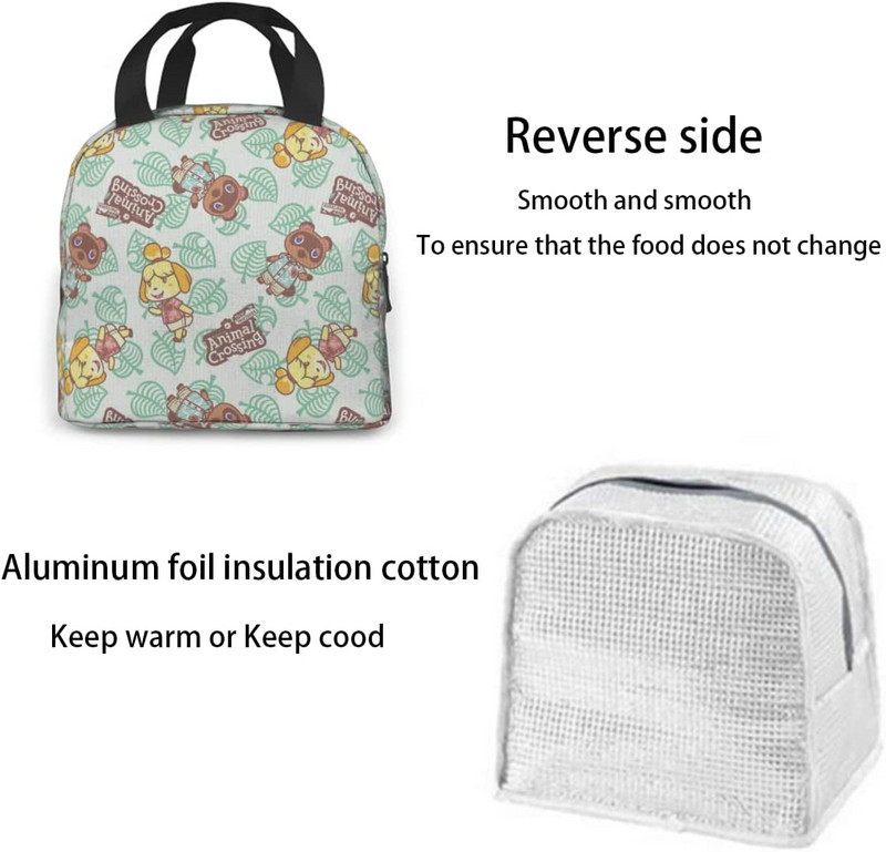 Animal Crossing szigetelt ebédlőtáska nőknek Férfi Nagy, újrafelhasználható ebédlődoboz irodai munkához Iskolai piknik strand felnőtteknek