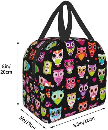 Cartoon Owls Lunch Bag μονωμένο Cooler Bento Tote Bags Box Επαναχρησιμοποιήσιμο Δοχείο γευμάτων για γυναίκες Γραφείο πικνίκ Work Beach