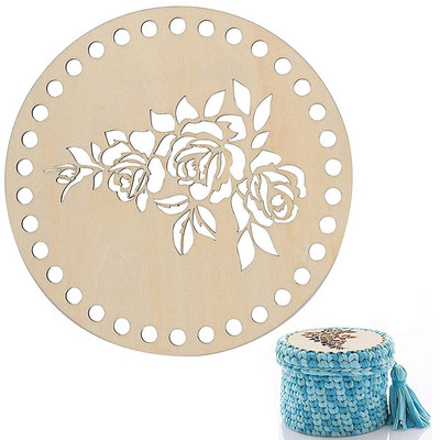 Coș din lemn fund rotund necompletat, bază solidă din lemn croșetat, scobit, bricolaj, pungi, furnituri pentru țesut, artizanat natural, fabricarea de genți de mână