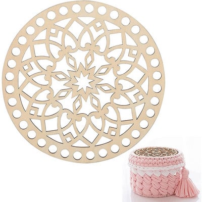 Coș din lemn fund rotund necompletat, bază solidă din lemn croșetat, scobit, bricolaj, pungi, furnituri pentru țesut, artizanat natural, fabricarea de genți de mână