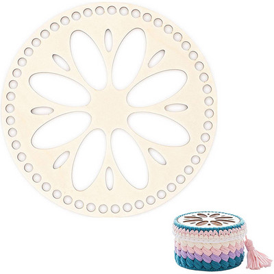 Coș din lemn fund rotund necompletat, bază solidă din lemn croșetat, scobit, bricolaj, pungi, furnituri pentru țesut, artizanat natural, fabricarea de genți de mână