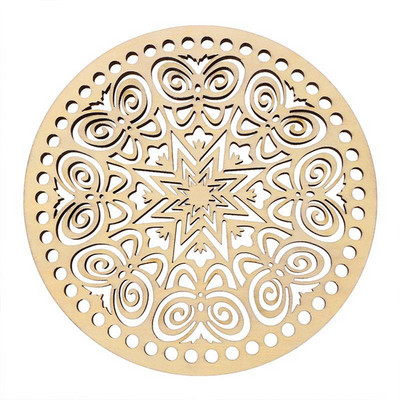 Coș din lemn fund rotund necompletat, bază solidă din lemn croșetat, scobit, bricolaj, pungi, furnituri pentru țesut, artizanat natural, fabricarea de genți de mână