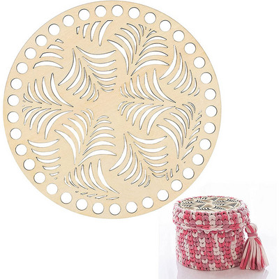 Coș din lemn fund rotund necompletat, bază solidă din lemn croșetat, scobit, bricolaj, pungi, furnituri pentru țesut, artizanat natural, fabricarea de genți de mână