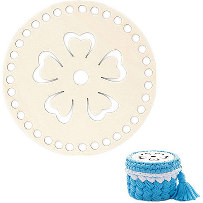 Coș din lemn fund rotund necompletat, bază solidă din lemn croșetat, scobit, bricolaj, pungi, furnituri pentru țesut, artizanat natural, fabricarea de genți de mână