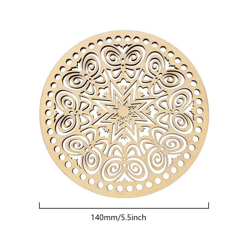 Coș din lemn fund rotund necompletat, bază solidă din lemn croșetat, scobit, bricolaj, pungi, furnituri pentru țesut, artizanat natural, fabricarea de genți de mână