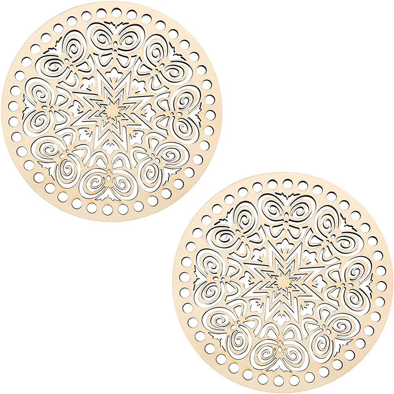 Coș din lemn fund rotund necompletat, bază solidă din lemn croșetat, scobit, bricolaj, pungi, furnituri pentru țesut, artizanat natural, fabricarea de genți de mână