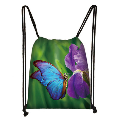 Perunike/runolist s printom cvijeća Torba s uzicom Ženske Kawaii naprtnjače s leptirima Ležerna pohrana za putovanja Djevojke Torba za knjige Poklon