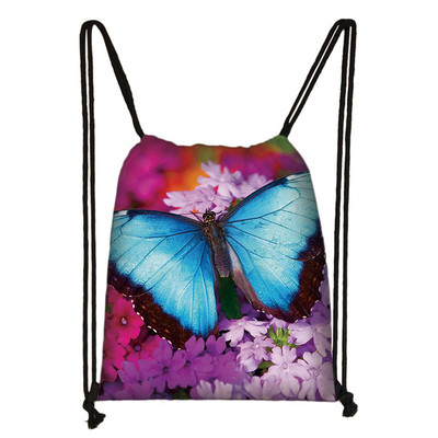 Perunike/runolist s printom cvijeća Torba s uzicom Ženske Kawaii naprtnjače s leptirima Ležerna pohrana za putovanja Djevojke Torba za knjige Poklon