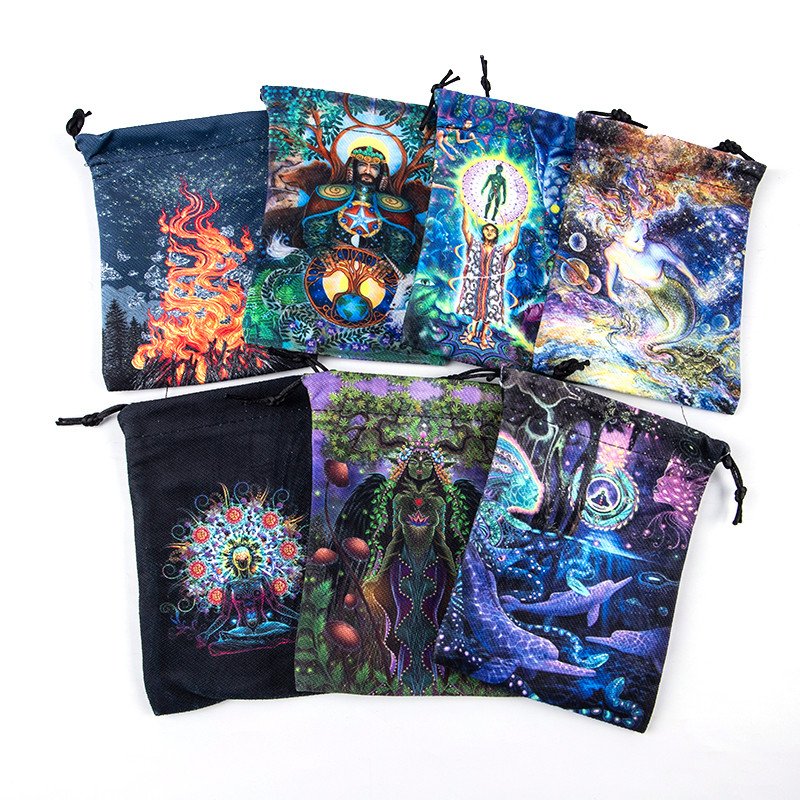 1 kom tiskana baršunasta torba za pohranu tarota, kartica s proročanstvom, dodaci za proricanje vještica, paket s uzicom za tarot karte