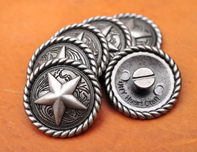 10kom Vintage mjedena torba s okruglim rubom užeta Texas Ranger Star Western torba za prtljagu Leathercraft Leather Conchos Screwback 1-1/4"
