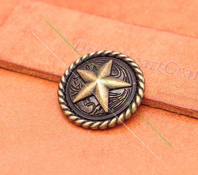 10kom Vintage mjedena torba s okruglim rubom užeta Texas Ranger Star Western torba za prtljagu Leathercraft Leather Conchos Screwback 1-1/4"