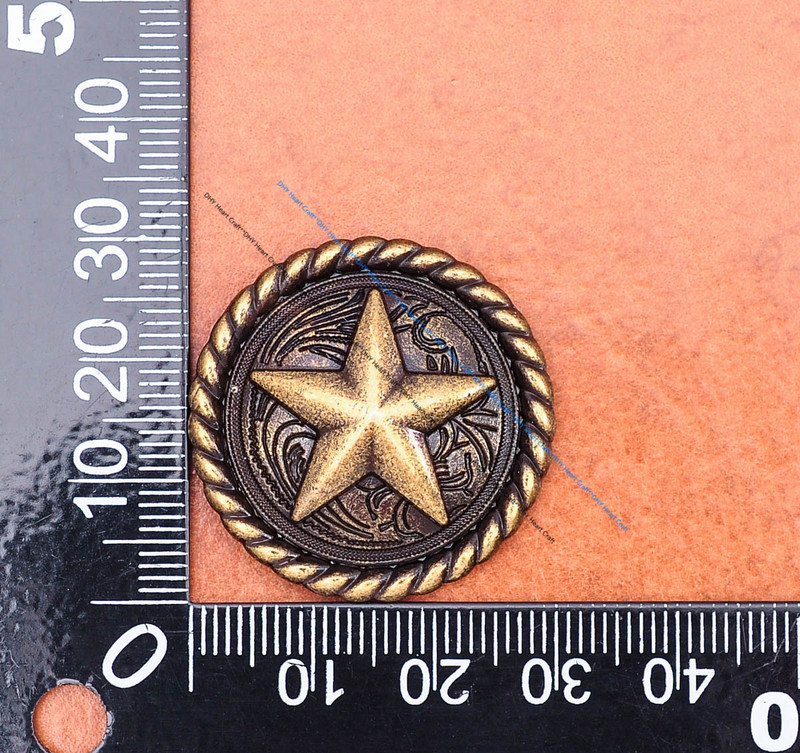 10kom Vintage mjedena torba s okruglim rubom užeta Texas Ranger Star Western torba za prtljagu Leathercraft Leather Conchos Screwback 1-1/4"