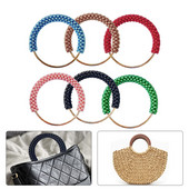 Pērļu apaļas somas roktura gredzens, pīts krāsains krelles sievietēm Rokassomu maka rāmis DIY roku darbs somas aksesuāri