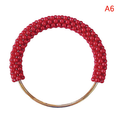 Pērļu apaļas somas roktura gredzens, pīts krāsains krelles sievietēm Rokassomu maka rāmis DIY roku darbs somas aksesuāri